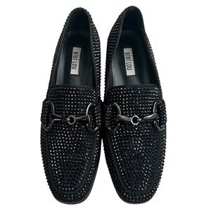 Bibi Lou Bibilou Black Astracan Rhinestone Studded Loafers EU 39